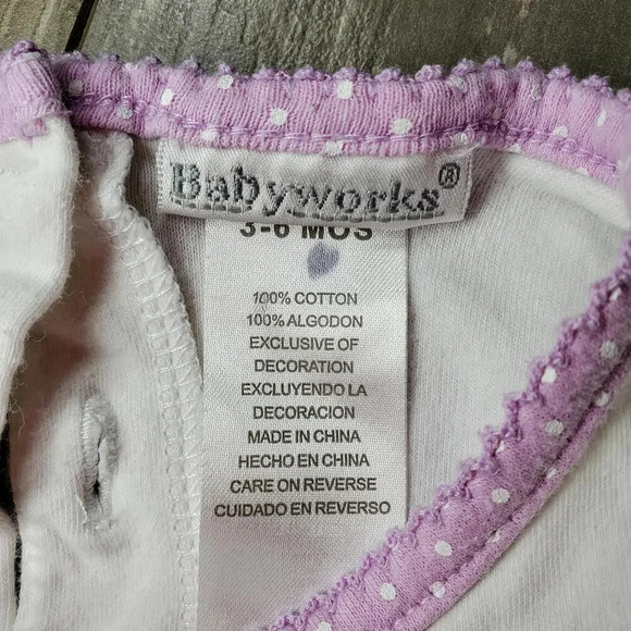 BabyWorks "Sweet Friend" Glittery White and Purple Polka Dot Bunny Top 3-6MOS - Picture 2 of 12